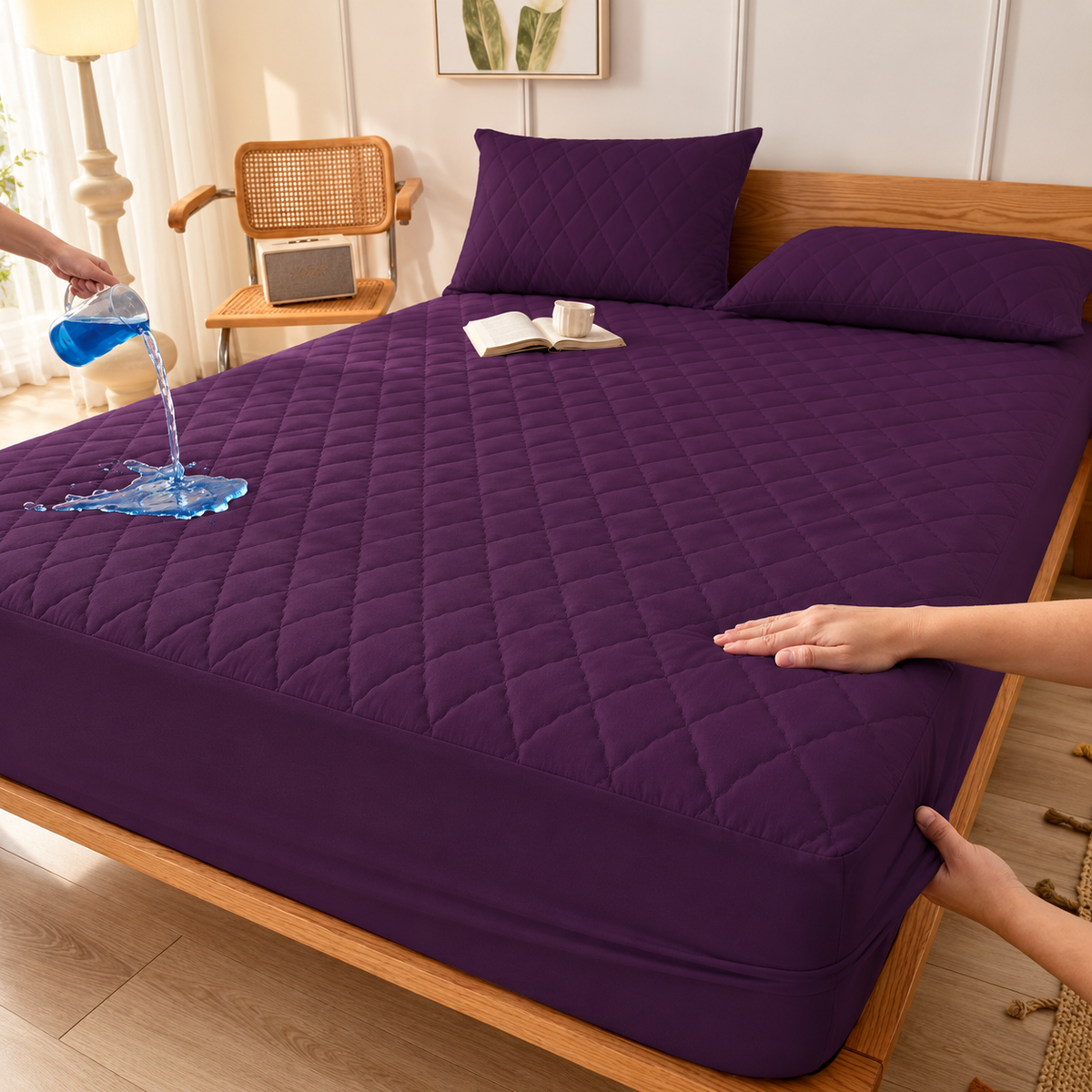 Plum Purple quilted waterproof mattress protector