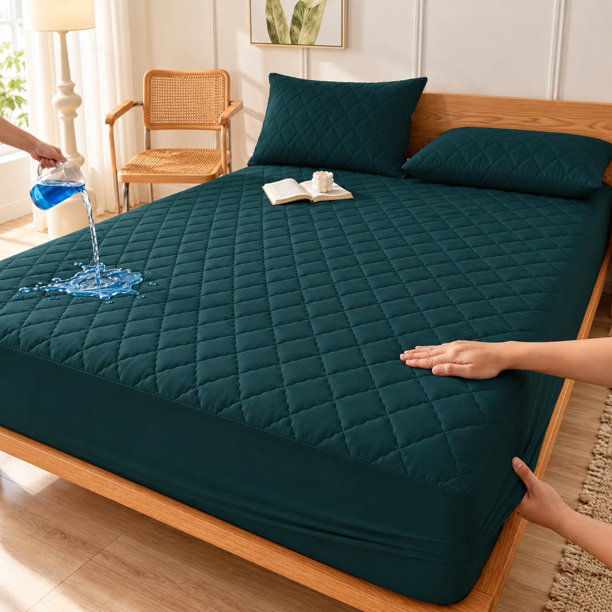 Deep Teal quilted waterproof mattress protector