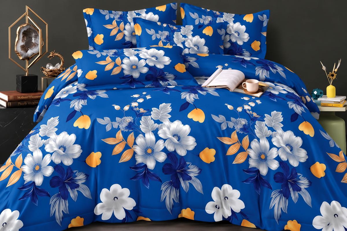 Elga Signature Bedsheet Design 10 — Royal blue floral print