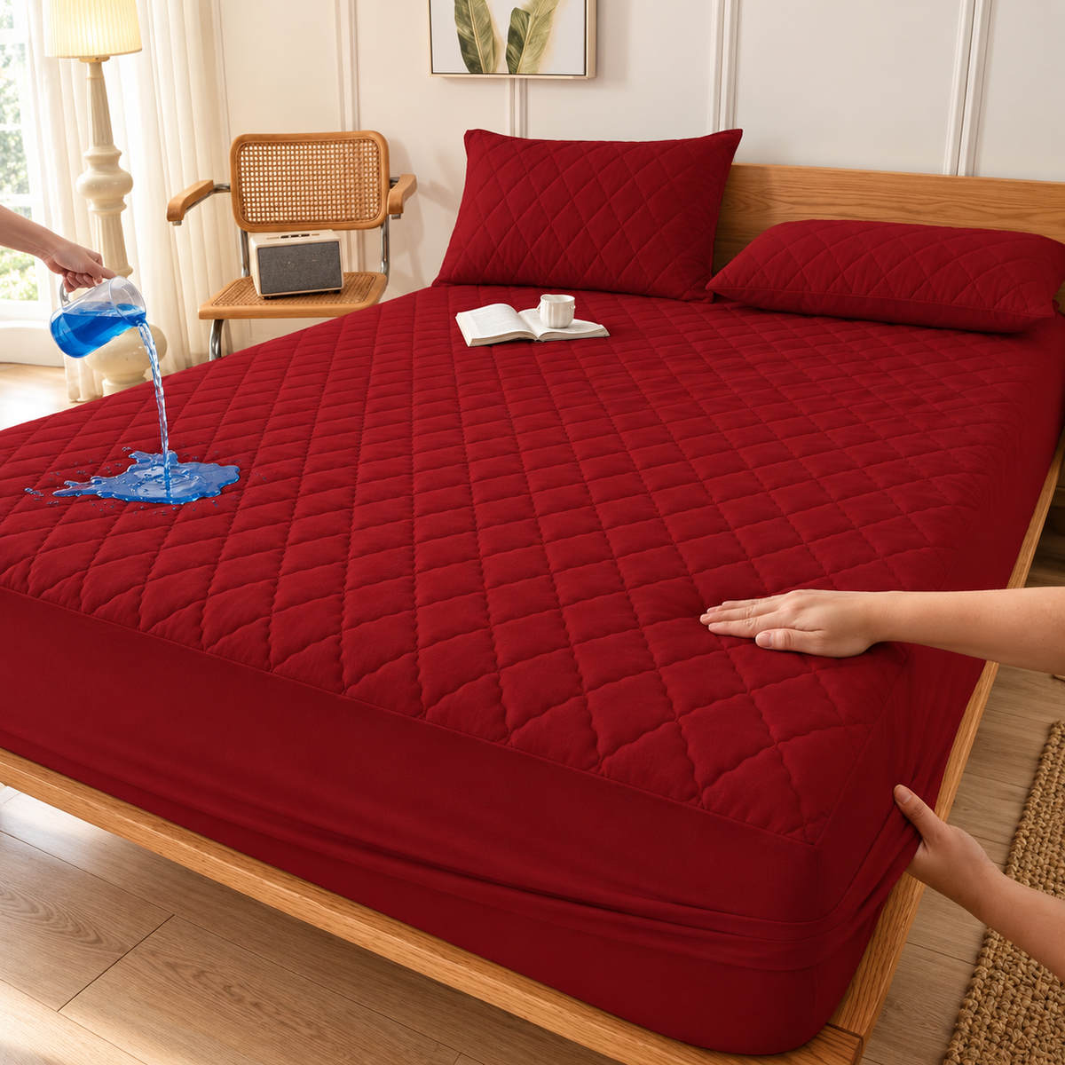 Ruby Red quilted waterproof mattress protector
