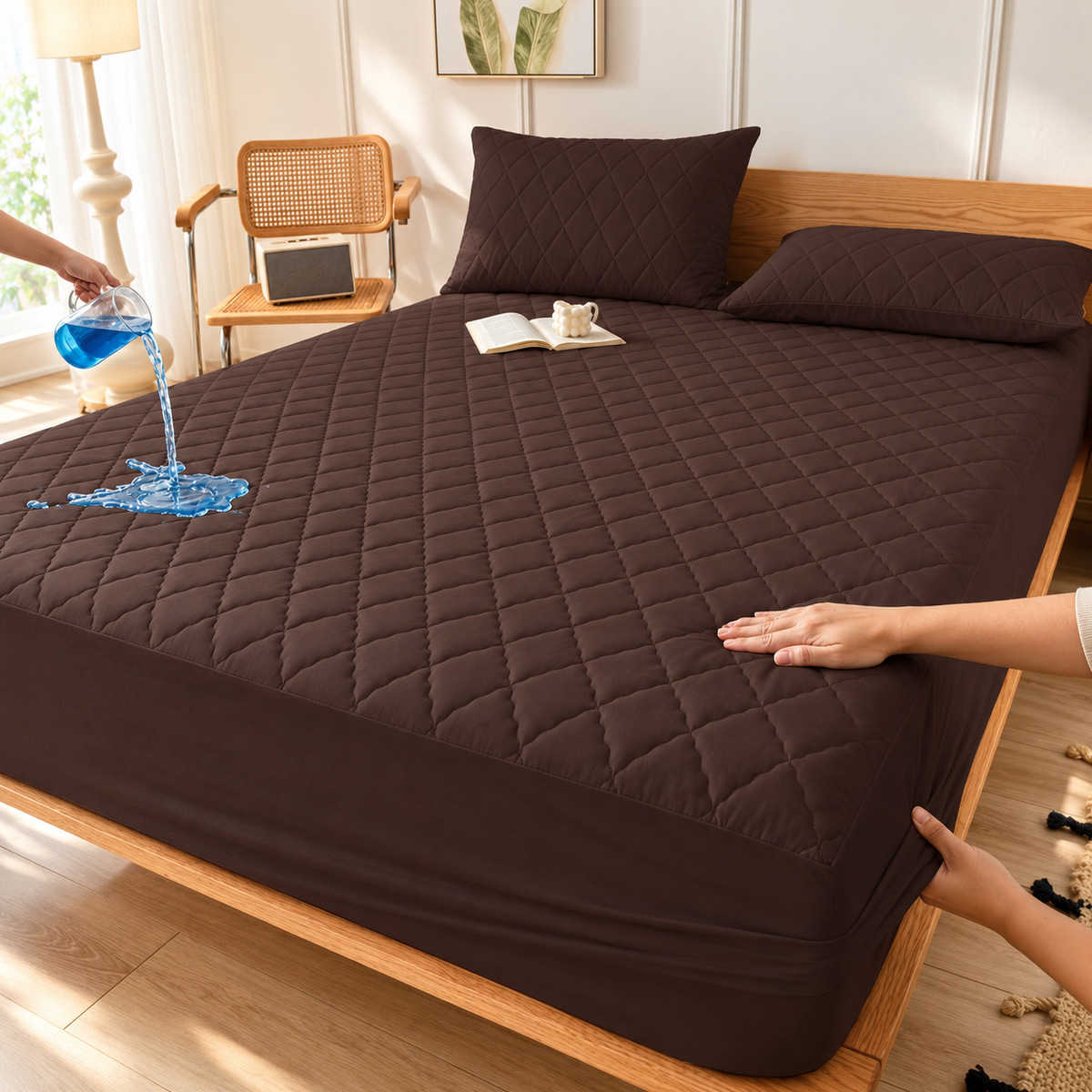 Chocolate Brown quilted waterproof mattress protector